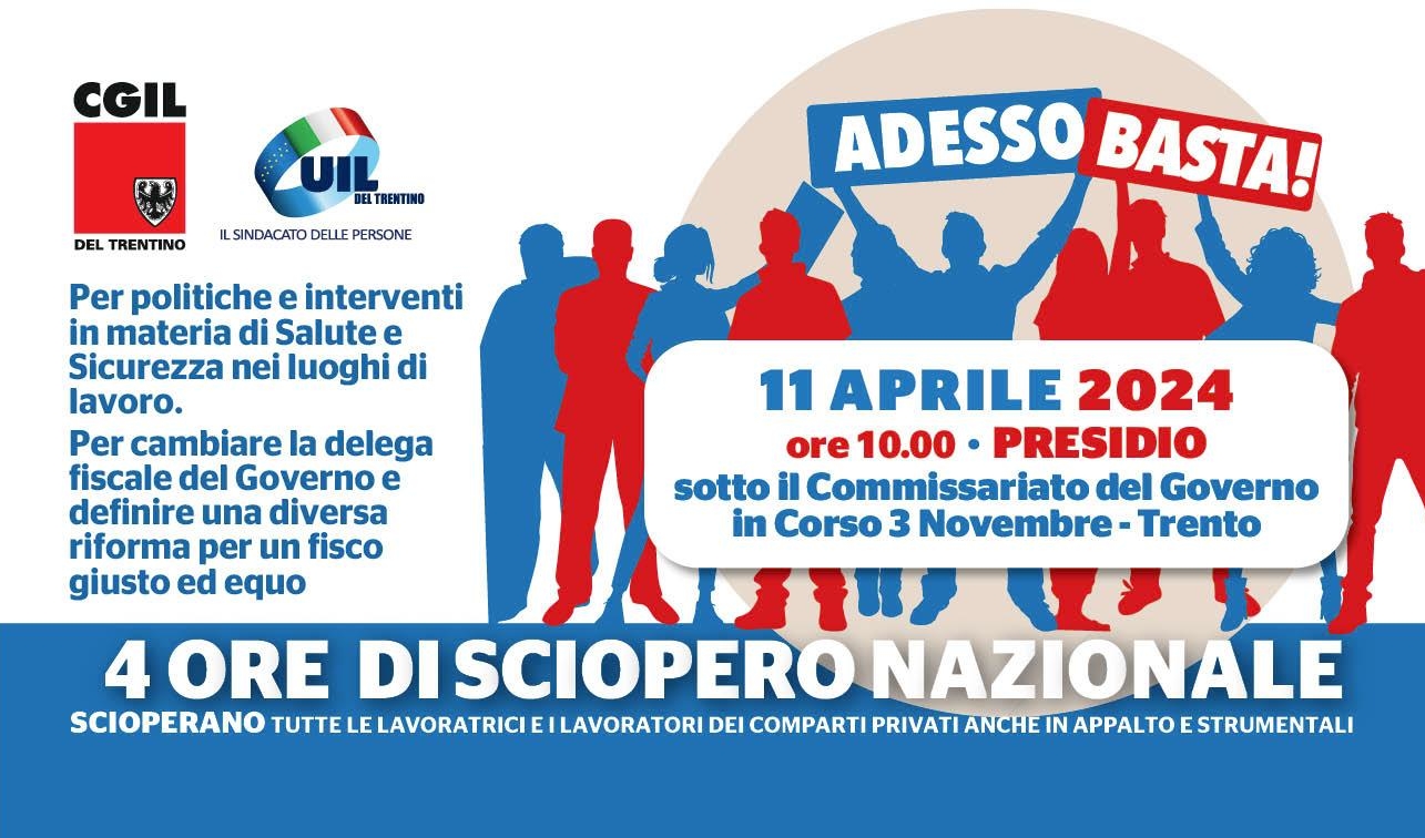 L'11 aprile sciopero generale per la salute e la sicurezza sul lavoro